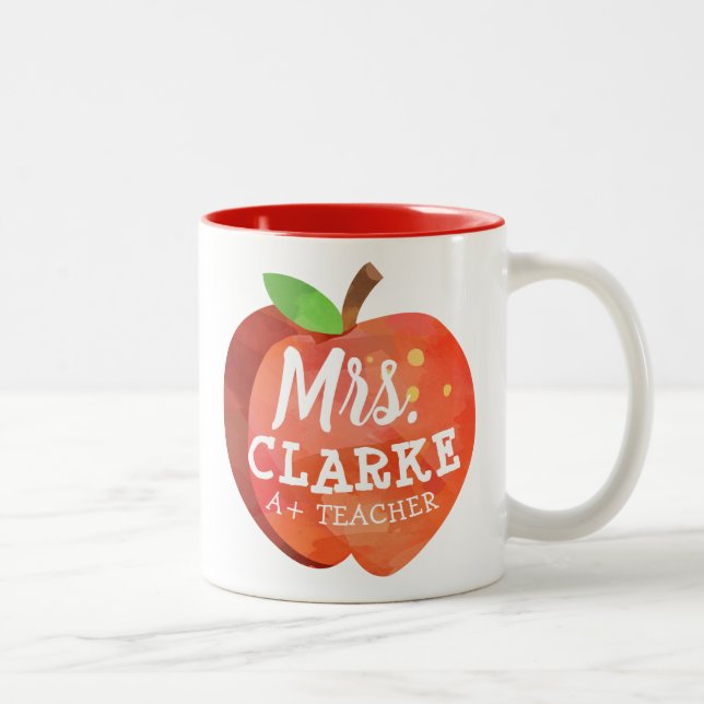 Teacher's Apple | Custom Name Two-Tone Coffee Mug (Right)