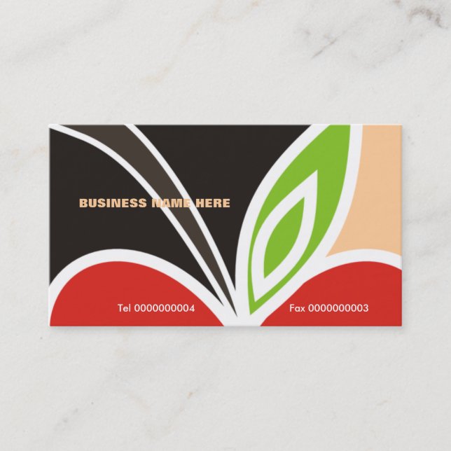 Teacher's Apple Heart Business Card-Peach Business Card (Front)