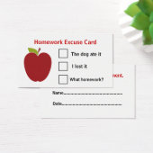 Teacher's Apple Homework Excuse Cards (Desk)