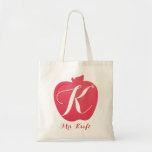 Teacher's Apple Monogram Custom Tote Bag Gift