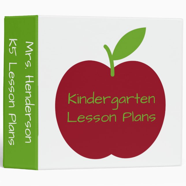 Teacher's Apple Personalized 3 Ring Binder (Front/Spine)