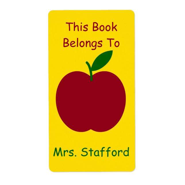Teacher's Apple Personalized Book Plates (Front)