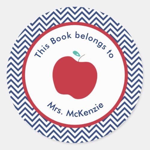 Teachers Apple Personalized Bookplate Stickers