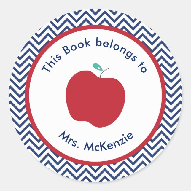 Teacher's Apple Personalized Bookplate Stickers (Front)