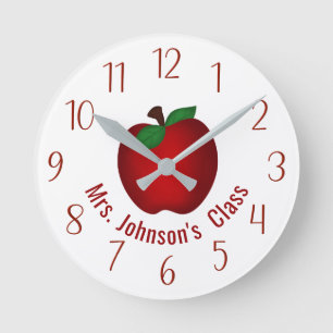 Teachers Apple Personalized Round Clock