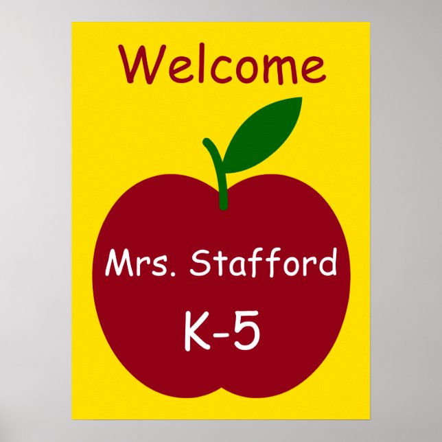 Teacher's Apple Personalized Welcome Poster (Front)