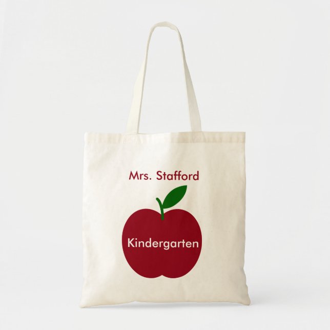 Teacher's Apple Red and Green Personalized Tote Bag (Front)