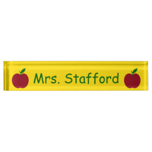 Teacher's Apple Red Green Yellow Personalized Name Plate