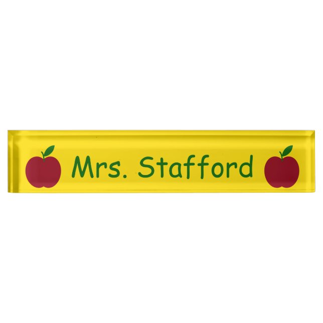 Teacher's Apple Red Green Yellow Personalized Name Plate (Front)