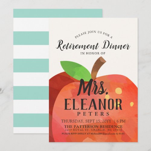 Teacher's Apple Retirement Dinner | Party Invite