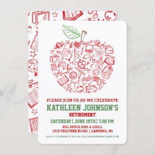 Teachers Apple Retirement Party Invitation