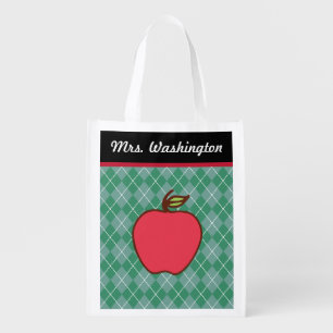 Teacher's Apple Reusable Grocery Tote Bag Gift