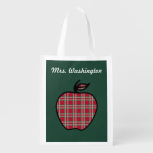 Teacher's Apple Reusable Grocery Tote Bag Gift