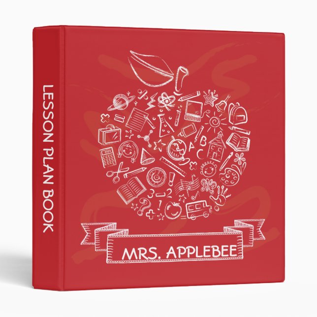 Teachers Apple School Doodles Binder (Front/Spine)