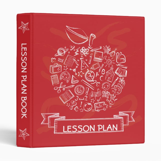 Teachers Apple School Doodles Binder (Front/Spine)