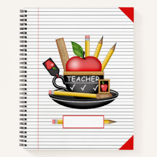 Teacher's Apple Teacup Rules Large Notebook