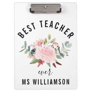 Teacher's Appreciation Floral Personalized Clipboard