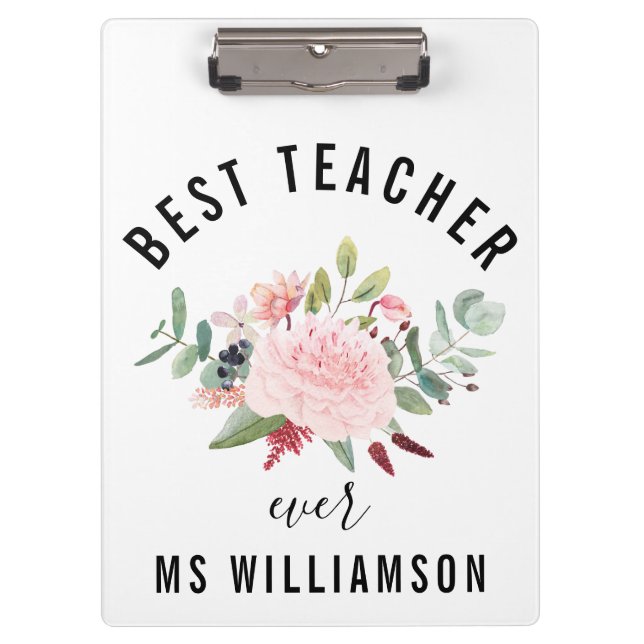 Teacher's Appreciation Floral Personalized Clipboard (Front)