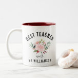 Teacher&#39;s Appreciation Floral Personalized Two-tone Coffee Mug at Zazzle