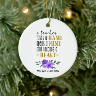 Teacher's Appreciation Personalized Gift in Gold Ceramic Ornament