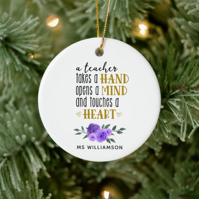 Teacher's Appreciation Personalized Gift in Gold   Ceramic Ornament (Tree)