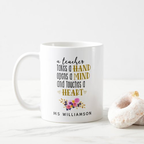 Teachers Appreciation Personalized Gift in Gold Coffee Mug