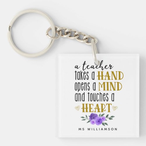 Teachers Appreciation Personalized Gift in Gold  Keychain