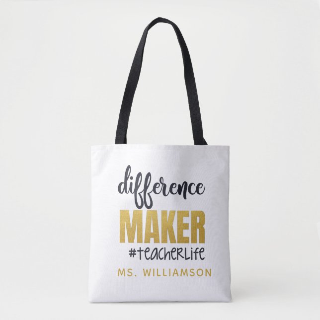 Teacher's Appreciation  Personalized Tote Bag Gift (Front)