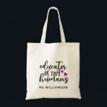 Teacher's Appreciation Personalized  Tote Bag Gift<br><div class="desc">Teacher's Appreciation Personalized Tote Bag Gift with adorable typography that reads "educator of tiny humans" in hand-lettered inspired typography, accented with pretty hearts. Tote bag is part of a collection. If you need any assistance personalizing your tote bag, please don't hesitate to reach out via email. Like us on Facebook...</div>