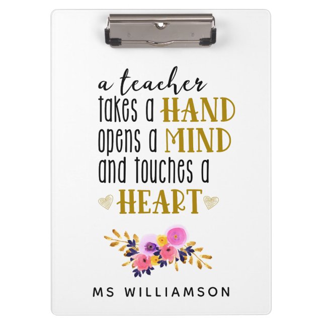 Teacher's Appreciation Typography Personalized Clipboard (Front)