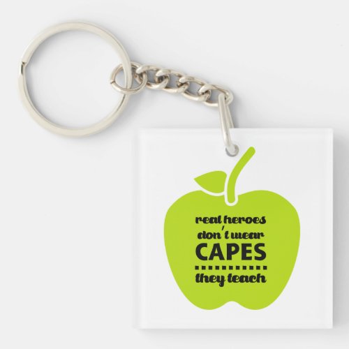 Teachers are Real Heroes Quote Custom Name Gift  Keychain