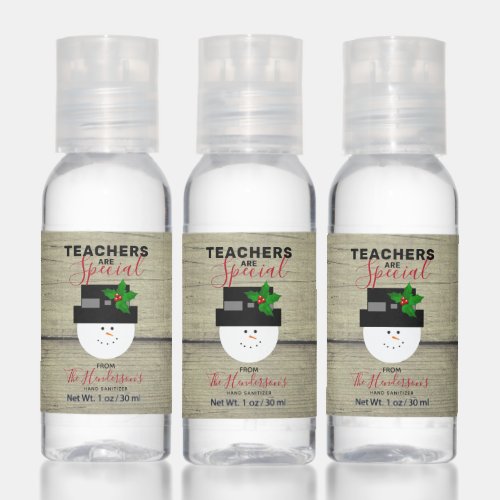 Teachers Are Special Snowman Holiday Personalized Hand Sanitizer