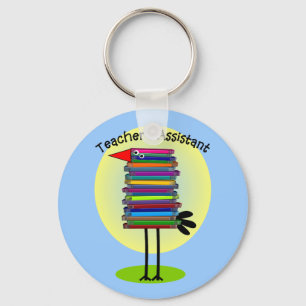 Teacher's Assistant "Book Bird" Design Keychain