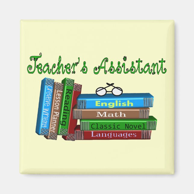 Teacher's Assistant Gifts "Stack of Books" Magnet (Front)