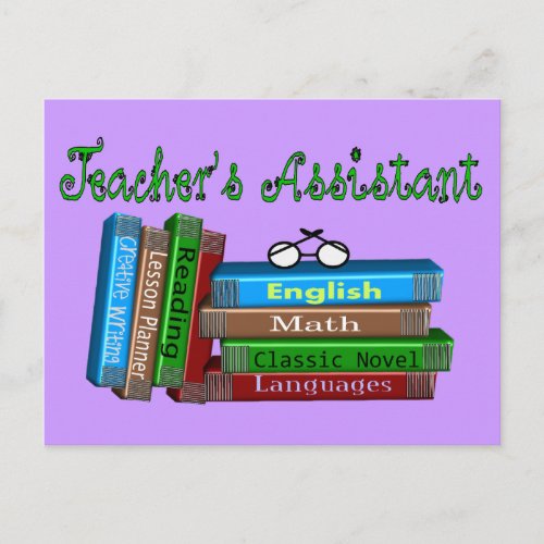 Teachers Assistant Gifts Stack of Books Postcard