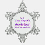 Teacher&#39;s Assistant Snowflake Pewter Christmas Ornament at Zazzle