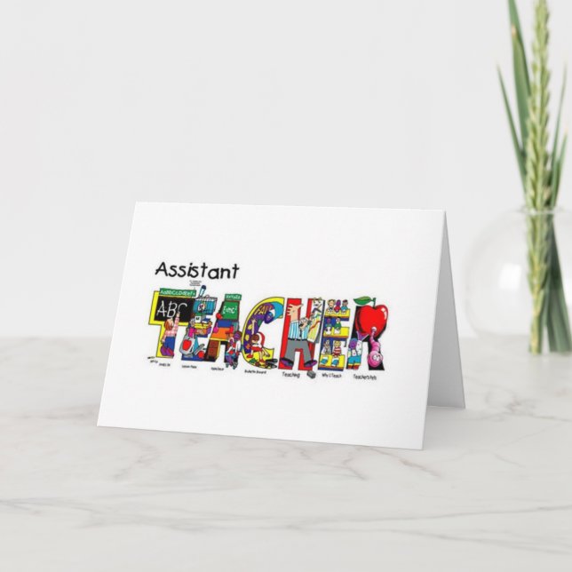 ***TEACHER'S ASSISTANT***THANKS & MERRY CHRISTMAS THANK YOU CARD (Front)