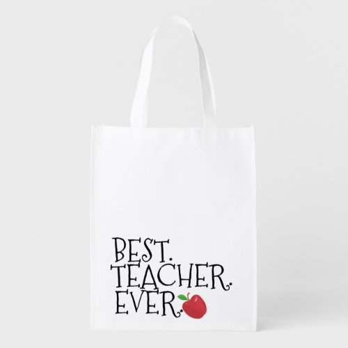 Teachers best ever red apple sayings grocery bag