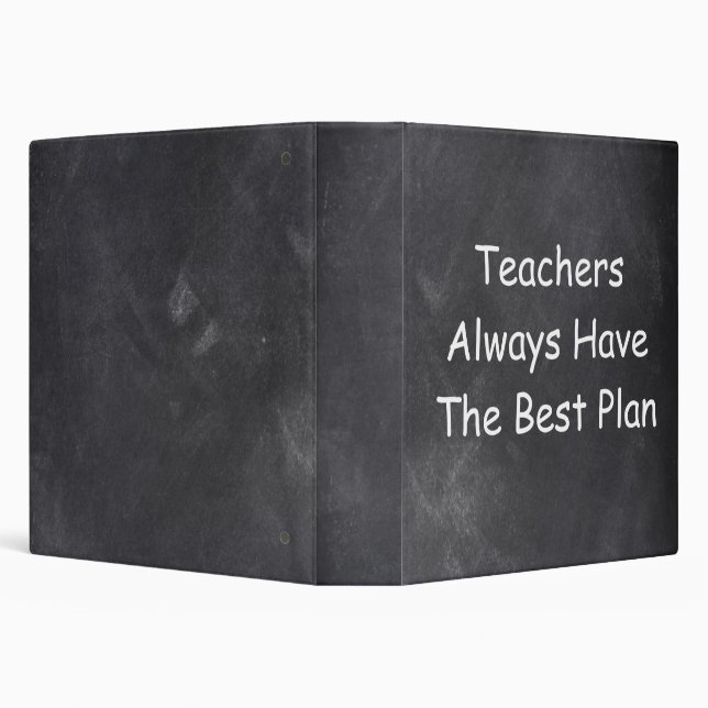 Teachers Best Plan Chalkboard Design Gift Idea 3 Ring Binder (Background)