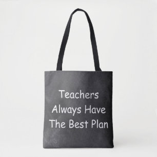 Teachers Best Plan Chalkboard Design Gift Idea Tote Bag