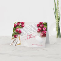 Teacher's Birthday Pink Tulips and Desktop