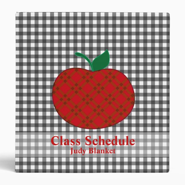 Teacher's Black & White Checkered Custom 3 Ring Binder (Front)