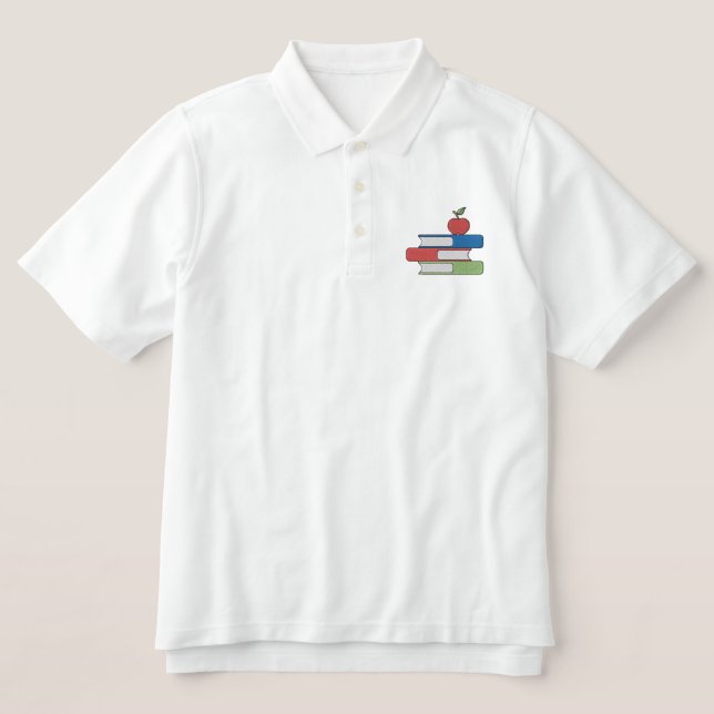 Teacher's Books Embroidered Polo Shirt (Design Front)