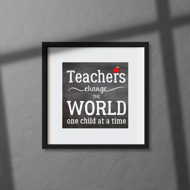 Teachers chalkboard script quote with red apple poster (Creator Uploaded)