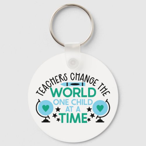 Teachers Change The World Globe Blue Keychains