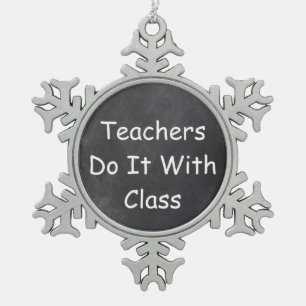 Teachers Class Chalkboard Design Gift Idea Snowflake Pewter Christmas Ornament