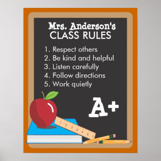 Teacher's Class Rules Blackboard Poster