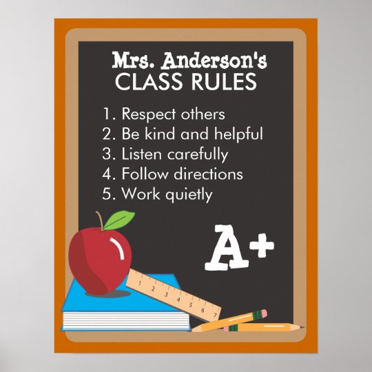 Teacher's Class Rules Blackboard Poster | Zazzle.com