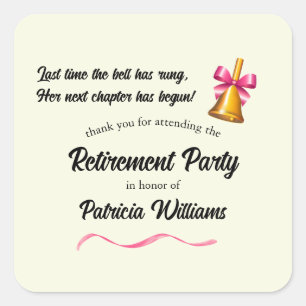 Teachers Classic School Bell Retirement Party Square Sticker