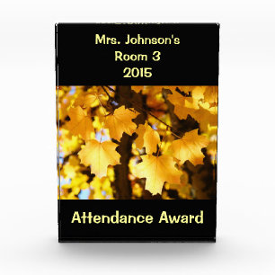 Teachers Classroom Attendance Award Plaque Year